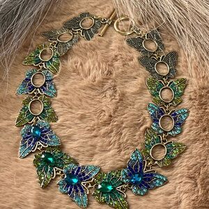 Elegant butterfly Design choker Necklace with Blue and Green Accents